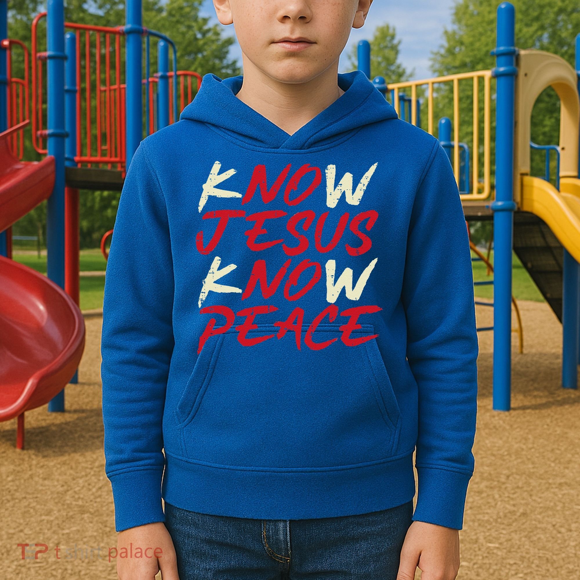 Know Jesus Know Peace God Faith Christian Kids Hoodie