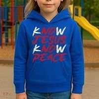 Know Jesus Know Peace God Faith Christian Kids Hoodie thumb 3