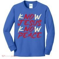 Know Jesus Know Peace God Faith Christian Kids Long Sleeve Shirt thumb 0