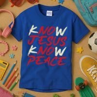 Know Jesus Know Peace God Faith Christian Kids T-Shirt thumb 3