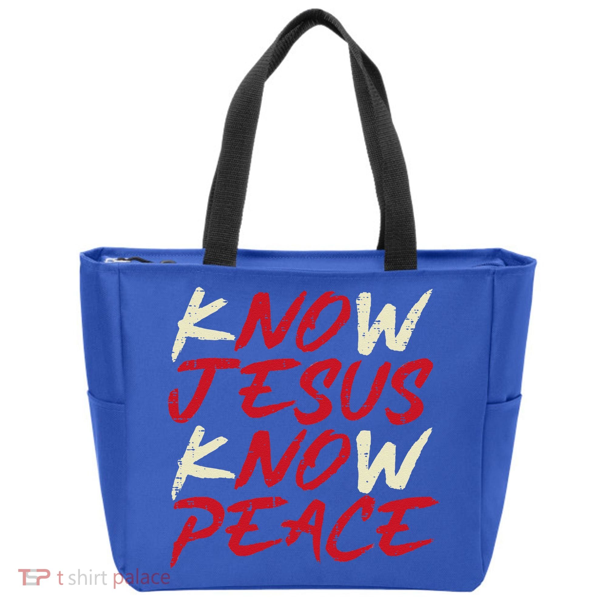 Know Jesus Know Peace God Faith Christian Tote Bag