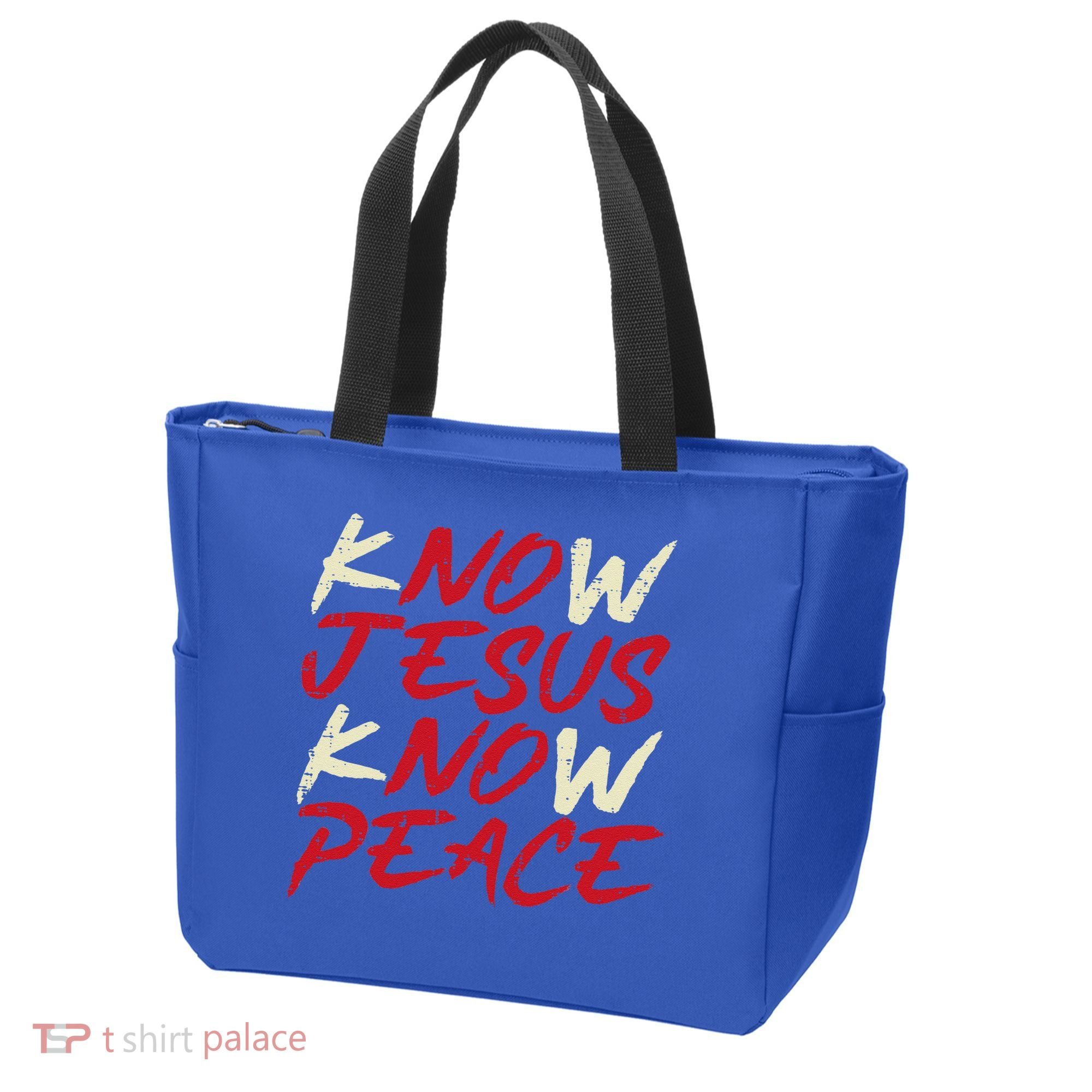 Know Jesus Know Peace God Faith Christian Tote Bag