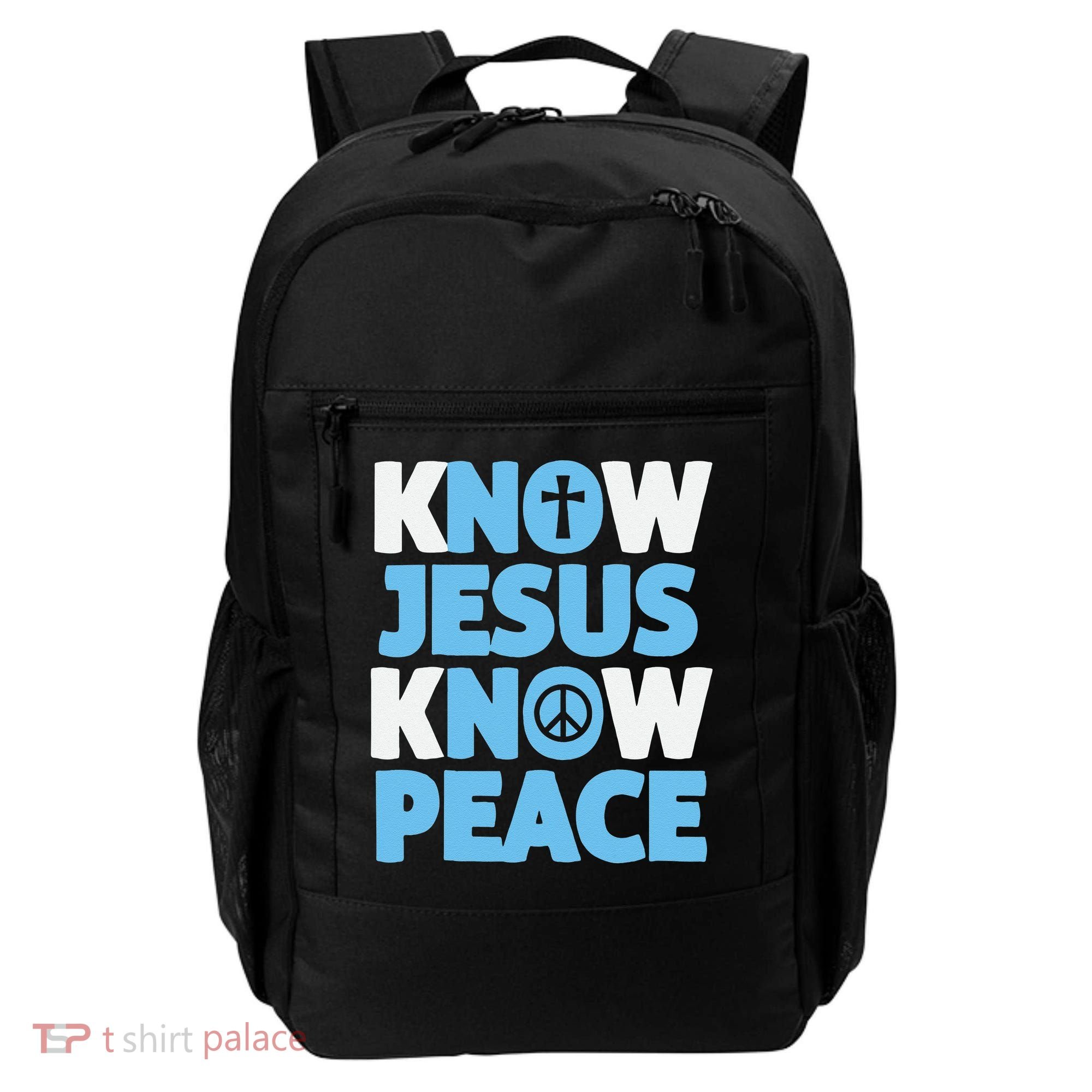 Know Jesus Know Peace No Jesus No Peace Christian Backpack