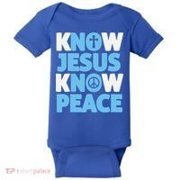 Know Jesus Know Peace No Jesus No Peace Christian Baby Bodysuit thumb 0