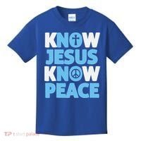 Know Jesus Know Peace No Jesus No Peace Christian Kids T-Shirt thumb 0