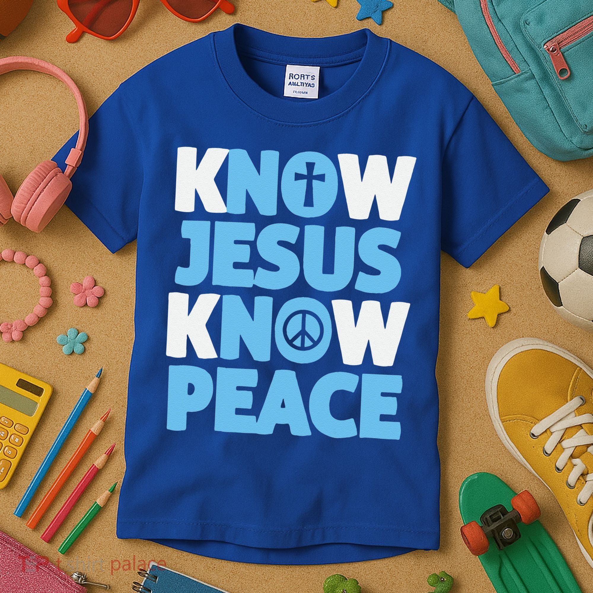 Know Jesus Know Peace No Jesus No Peace Christian Kids T-Shirt