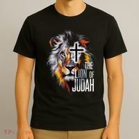King Jesus Lion Of Judah Christian Cross Faith T-Shirt thumb 3