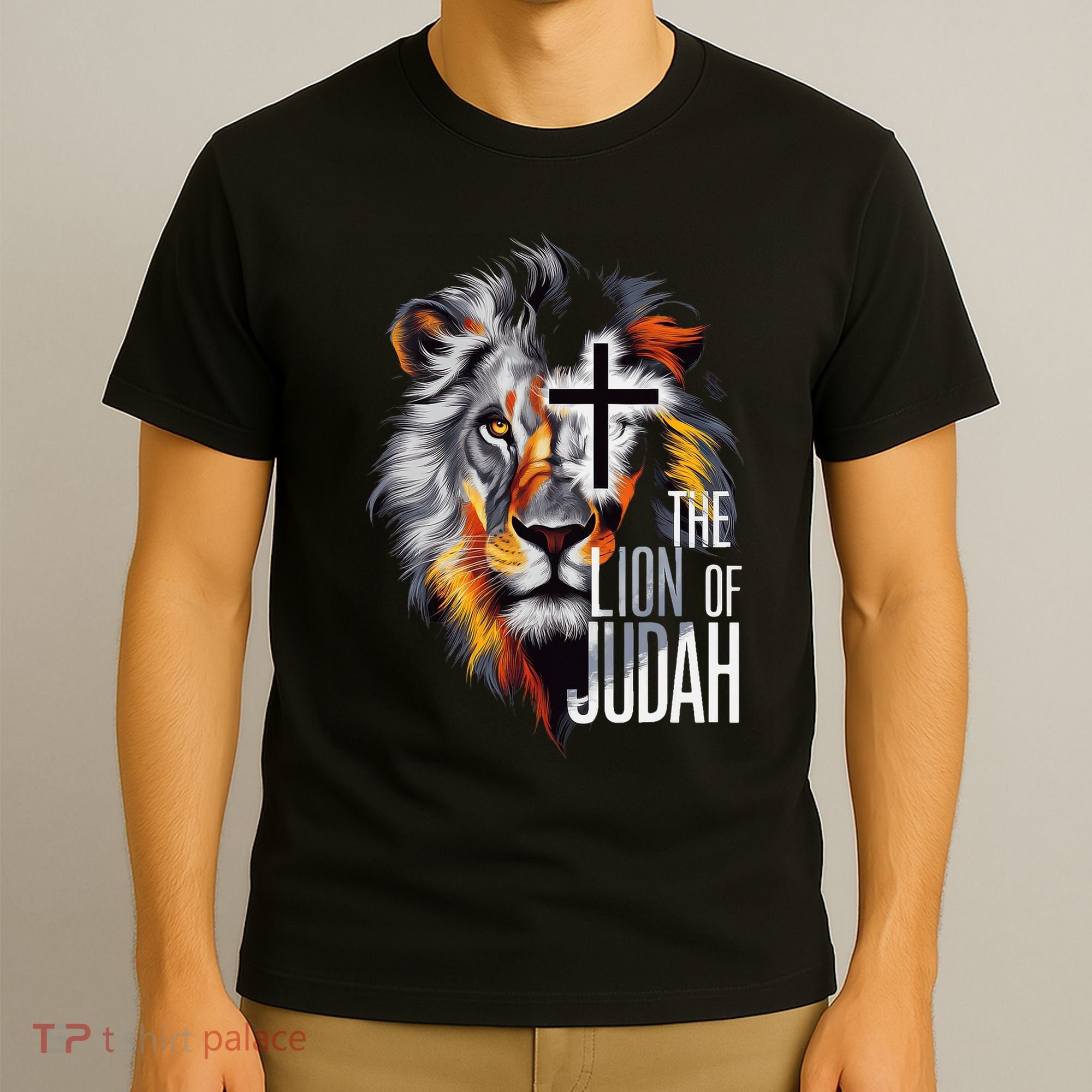 King Jesus Lion Of Judah Christian Cross Faith T-Shirt