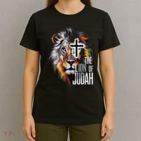 King Jesus Lion Of Judah Christian Cross Faith T-Shirt thumb 4