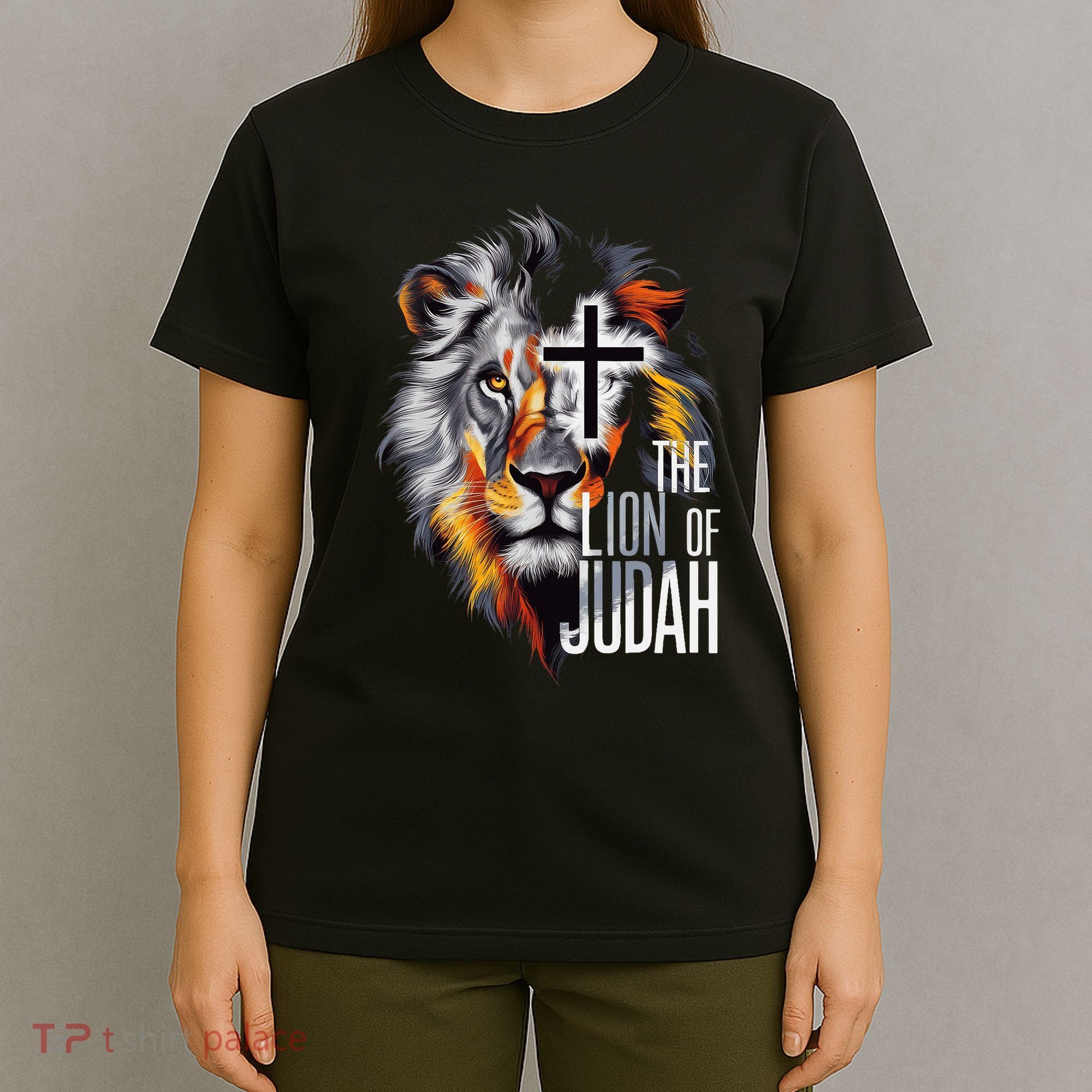 King Jesus Lion Of Judah Christian Cross Faith T-Shirt