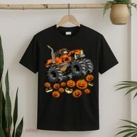 Kids Jack O Lantern Pumpkin Monster Truck Halloween Costume T-Shirt thumb 2