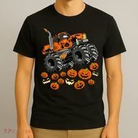 Kids Jack O Lantern Pumpkin Monster Truck Halloween Costume T-Shirt thumb 3