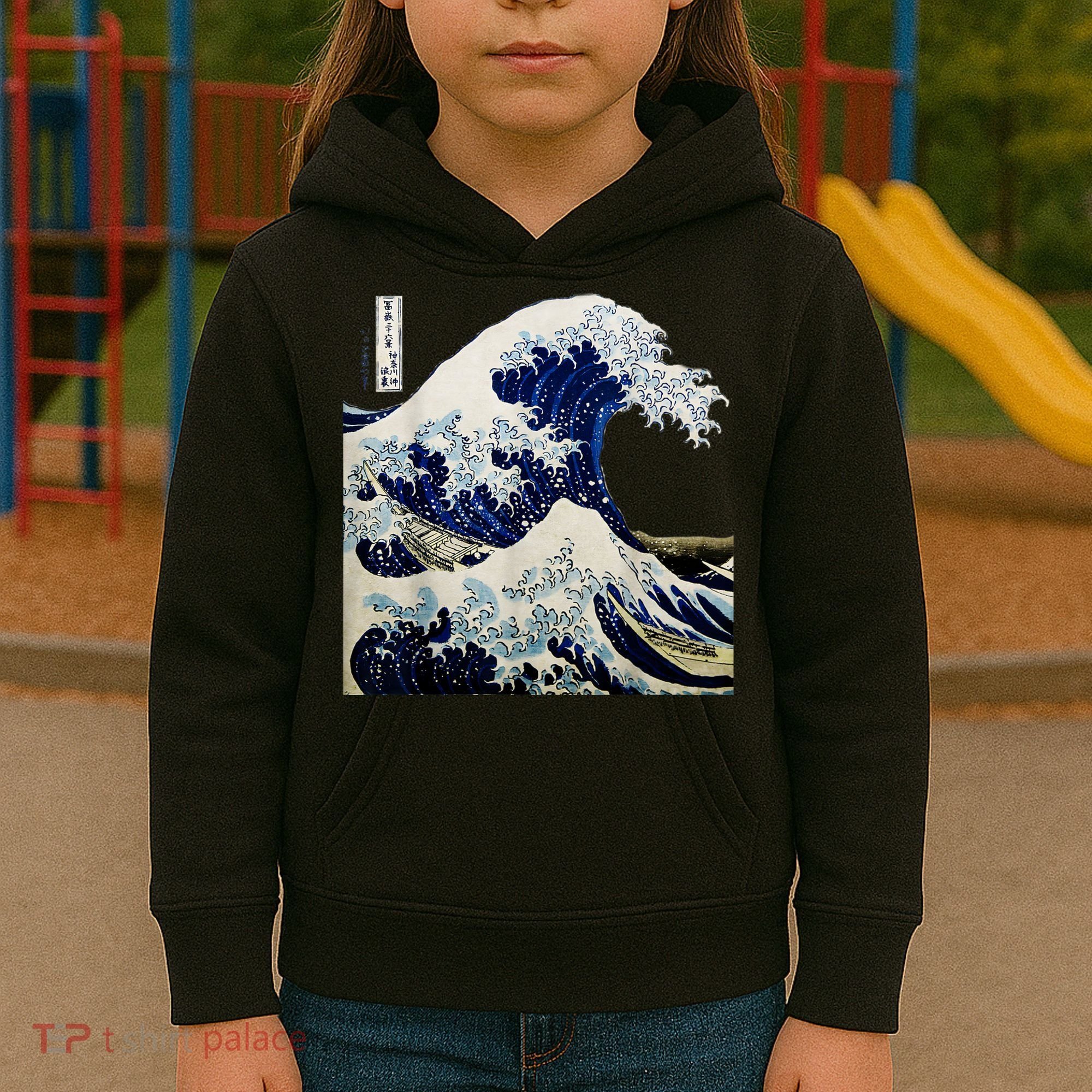 Kanagawa Japanese The Great Wave Kids Hoodie