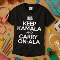 Keep Kamala And Carry Onala! Calm President Harris Meme Kids T-Shirt thumb 3