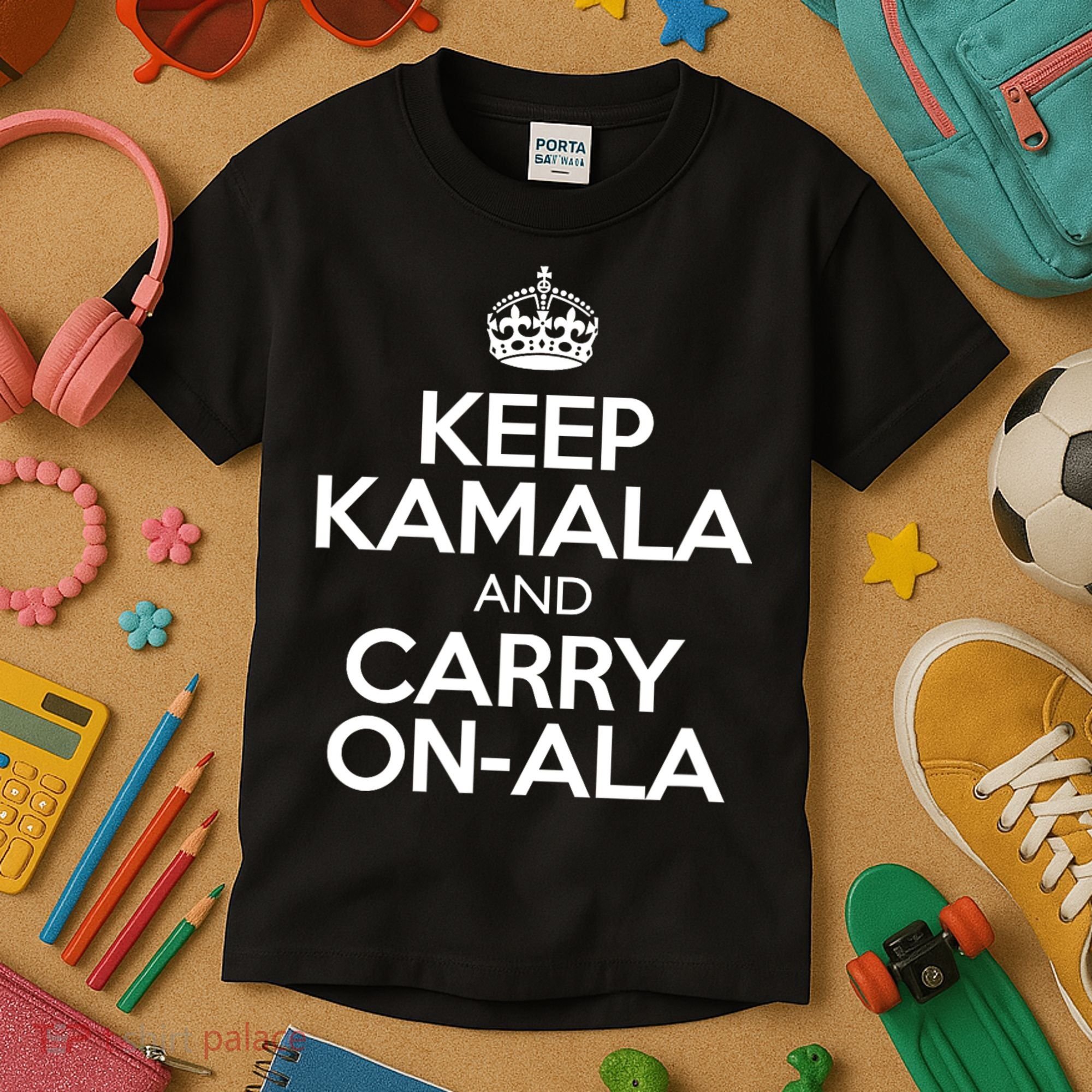 Keep Kamala And Carry Onala! Calm President Harris Meme Kids T-Shirt