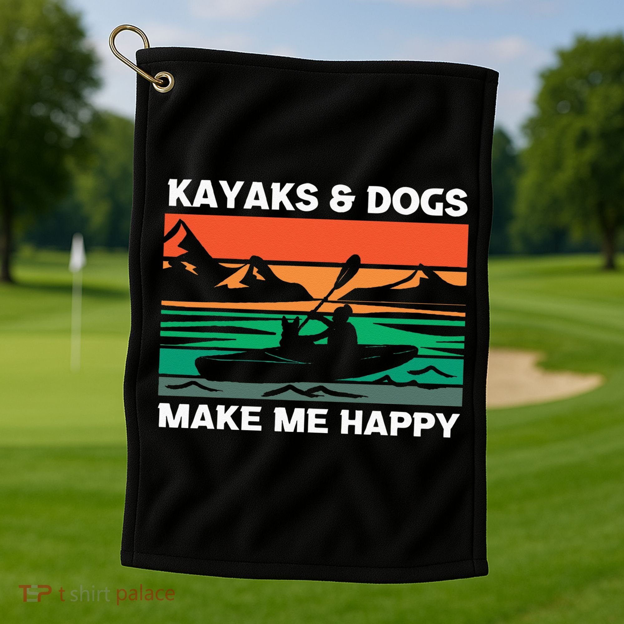Kayaking Kayaks And Dogs Golf Towel