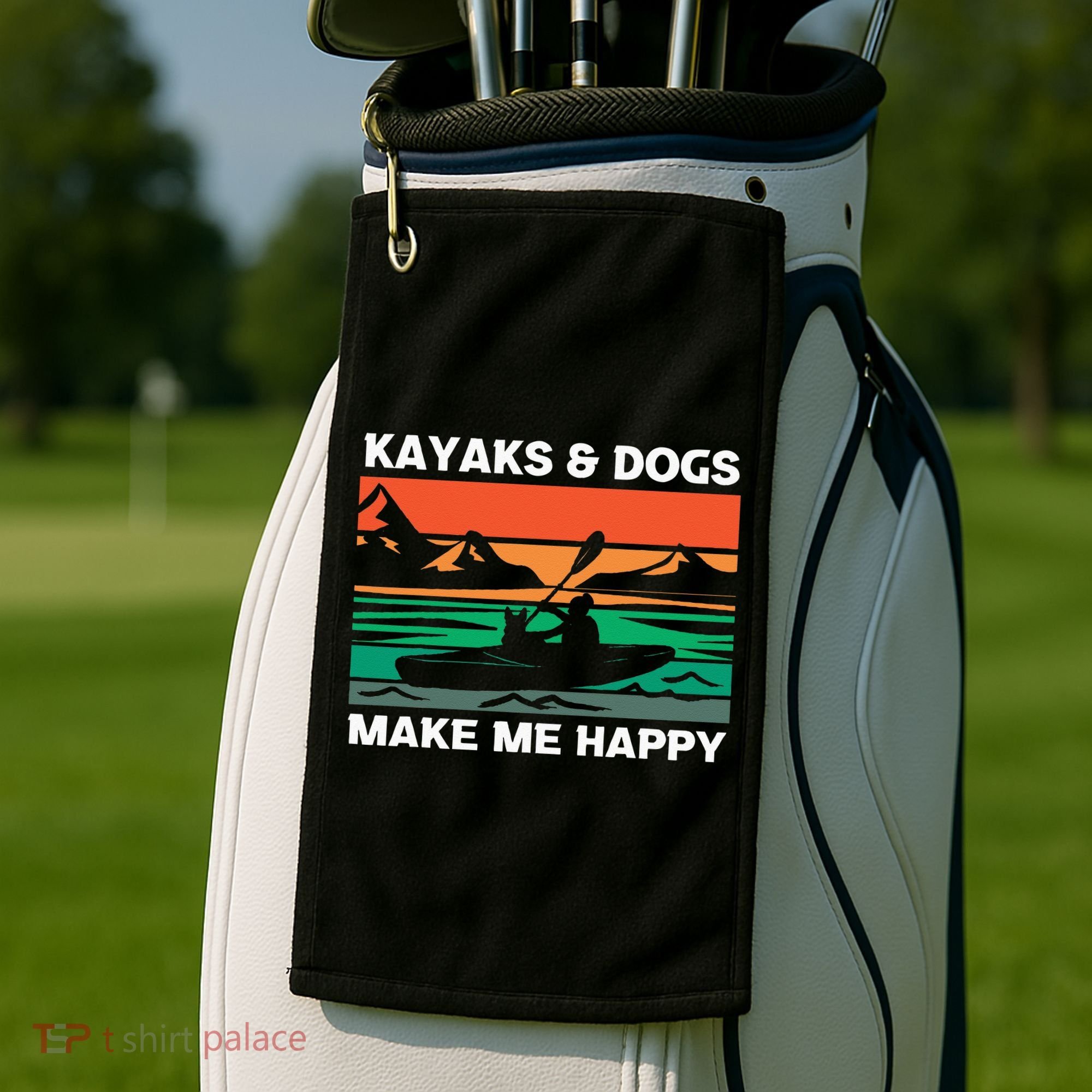 Kayaking Kayaks And Dogs Golf Towel