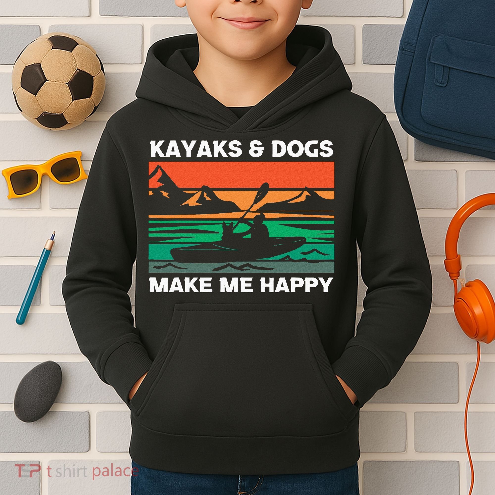 Kayaking Kayaks And Dogs Kids Hoodie