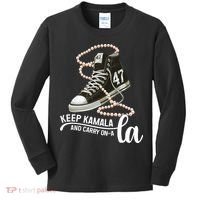Keep Kamala And Carry Onala Kamala Harris President 2024 Kids Long Sleeve Shirt thumb 0