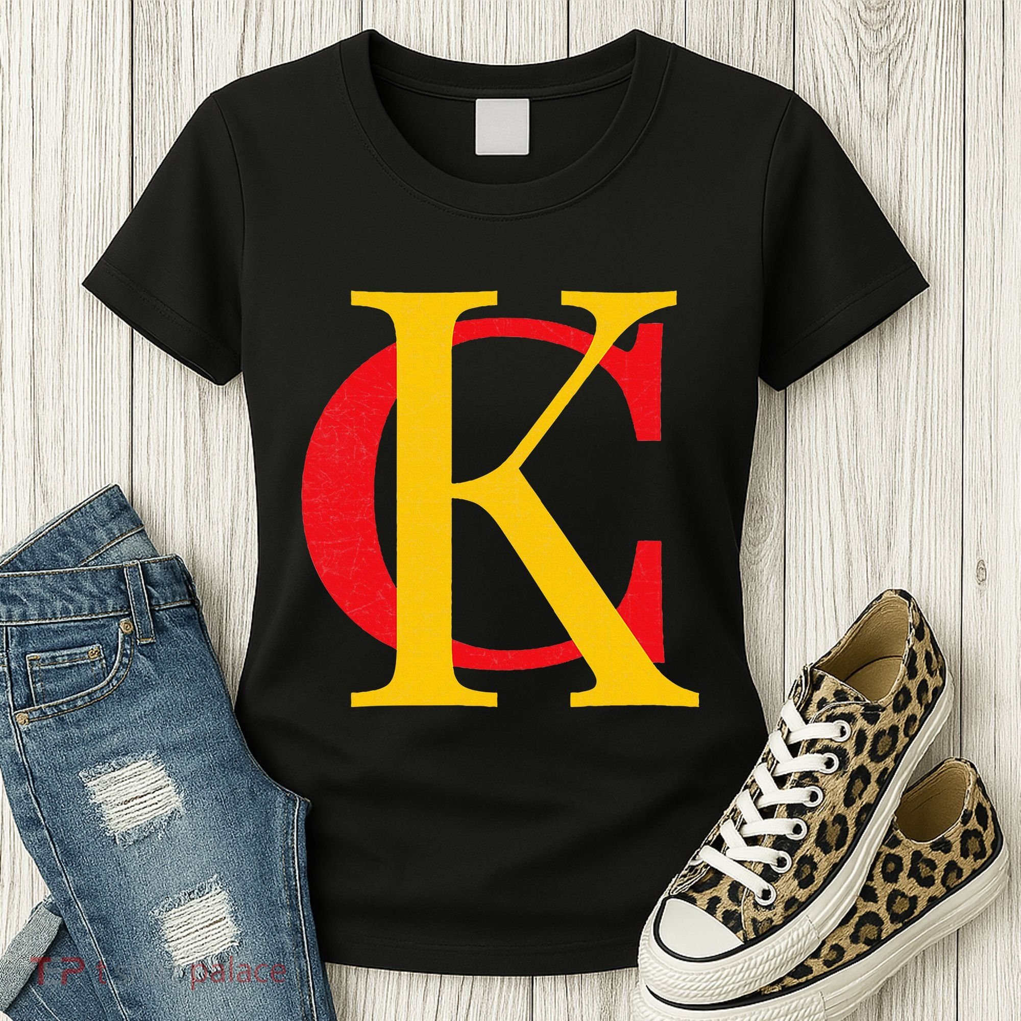 Kc Kansas City Red Yellow & Black Kc Classic Kc Initials Women's T-Shirt