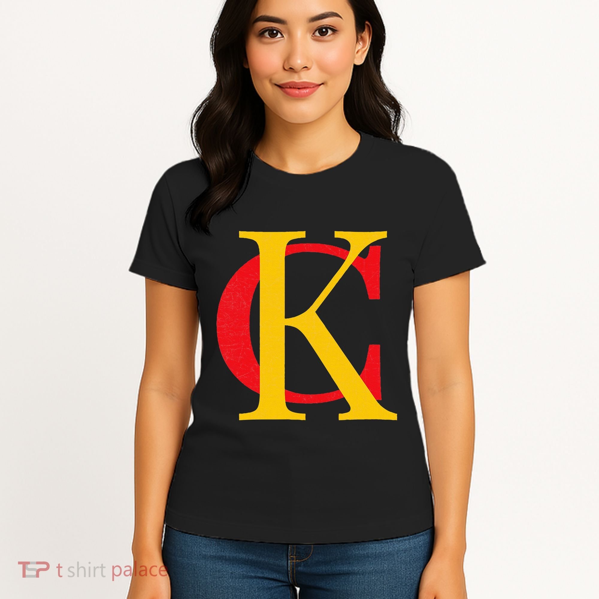 Kc Kansas City Red Yellow & Black Kc Classic Kc Initials Women's T-Shirt