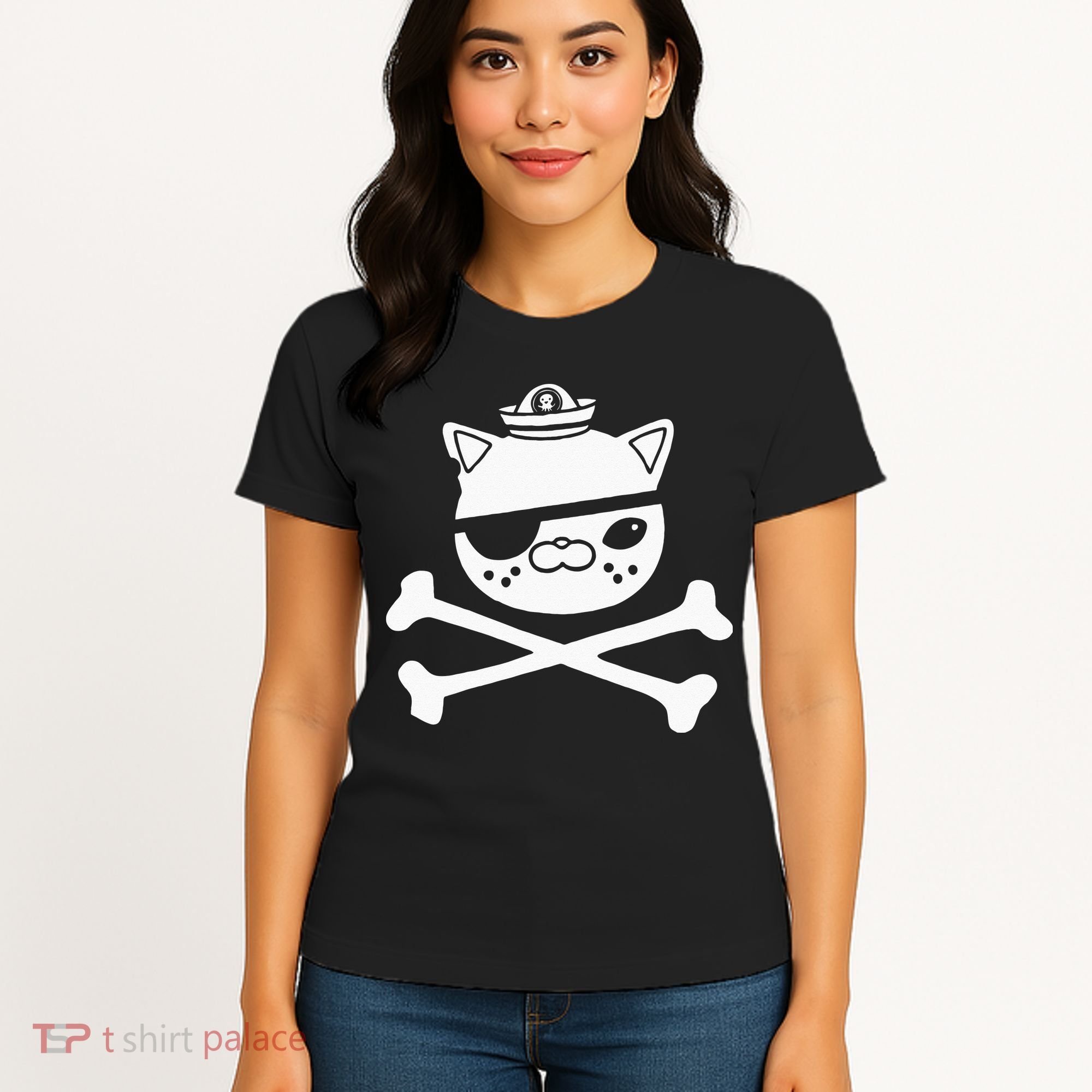 Kids Kwazii Cute Funny Pirate Cat Kids Women's T-Shirt