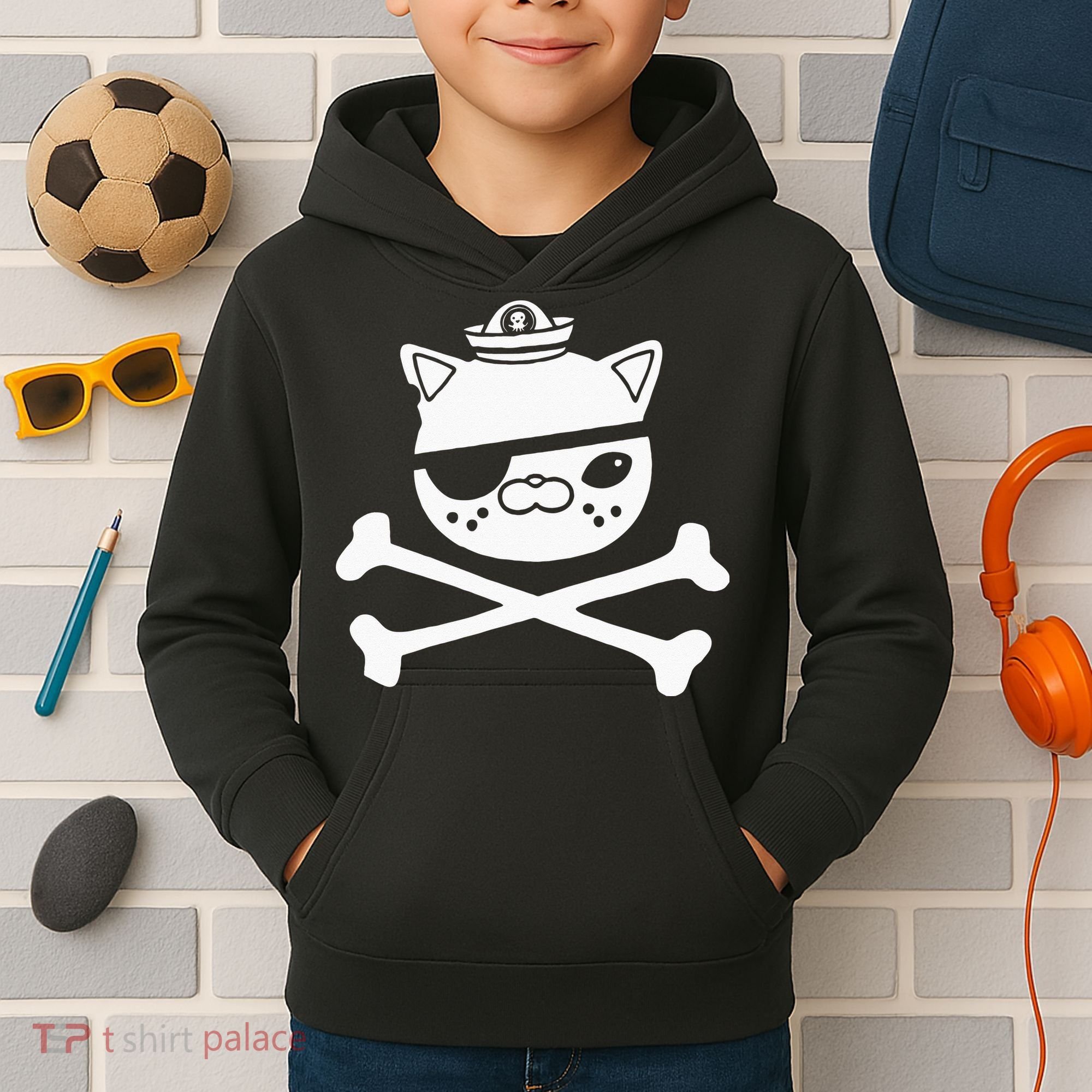 Kids Kwazii Cute Funny Pirate Cat Kids Kids Hoodie