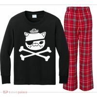 Kids Kwazii Cute Funny Pirate Cat Kids Kids Long Sleeve Plaid Pajama Set thumb 0