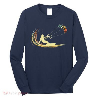 Kite Kiteboarding Kitesurfing Surf Vintage Retro Holiday Long Sleeve Shirt