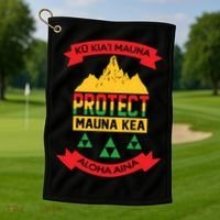 Ku Kia'i Mauna Protect Mauna Kea Aloha Aina Golf Towel thumb 1