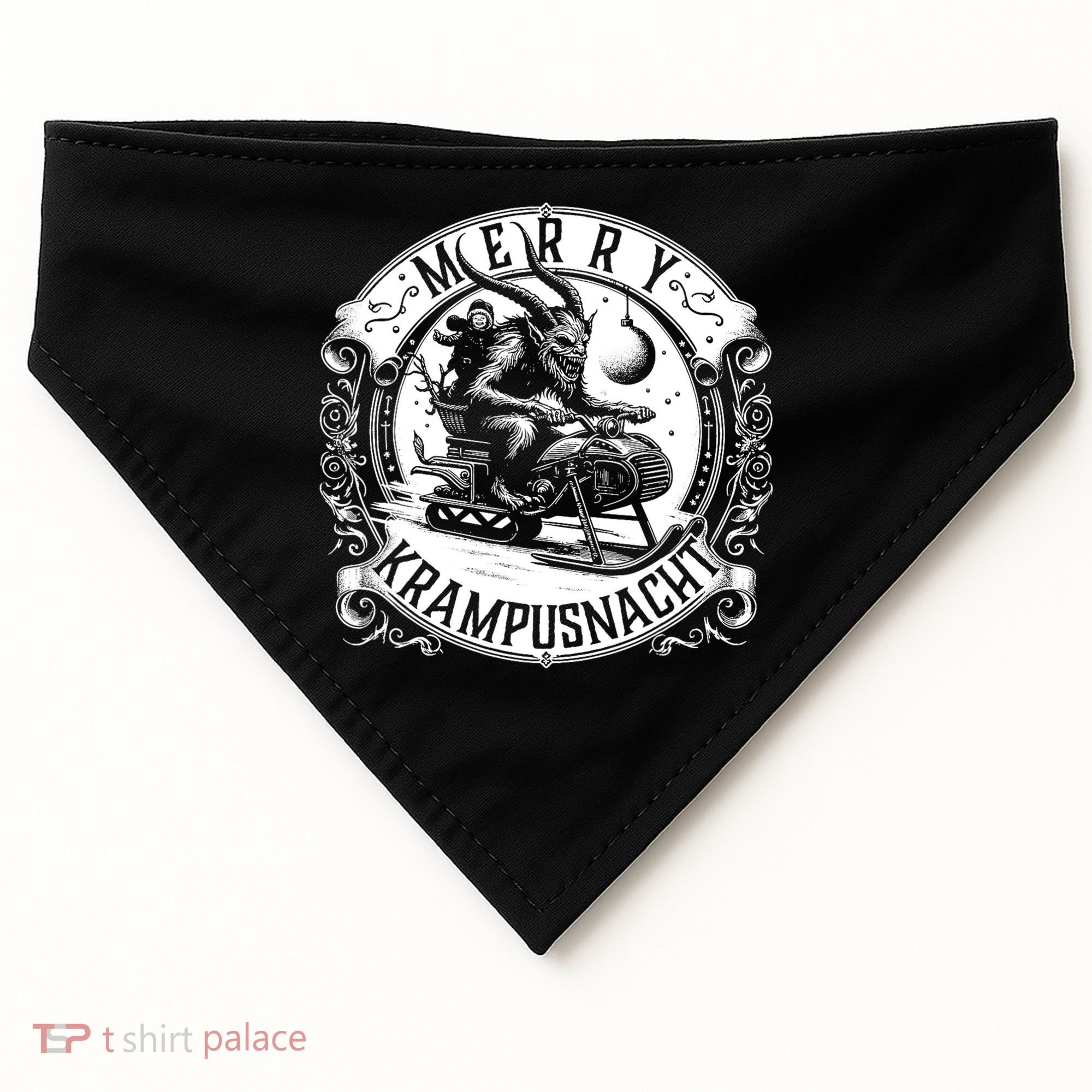 Krampusnacht Krampus On A Snowmobile USA-Made Doggie Bandana