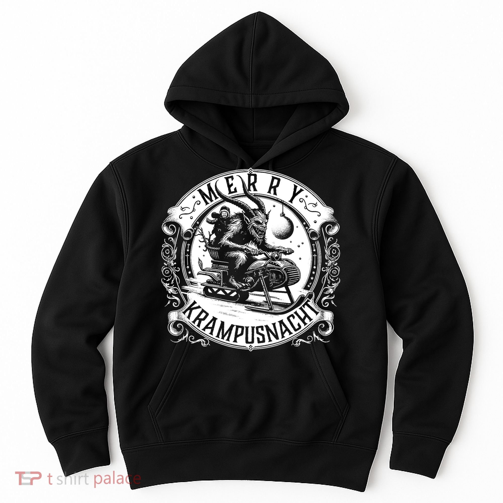 Krampusnacht Krampus On A Snowmobile Hoodie