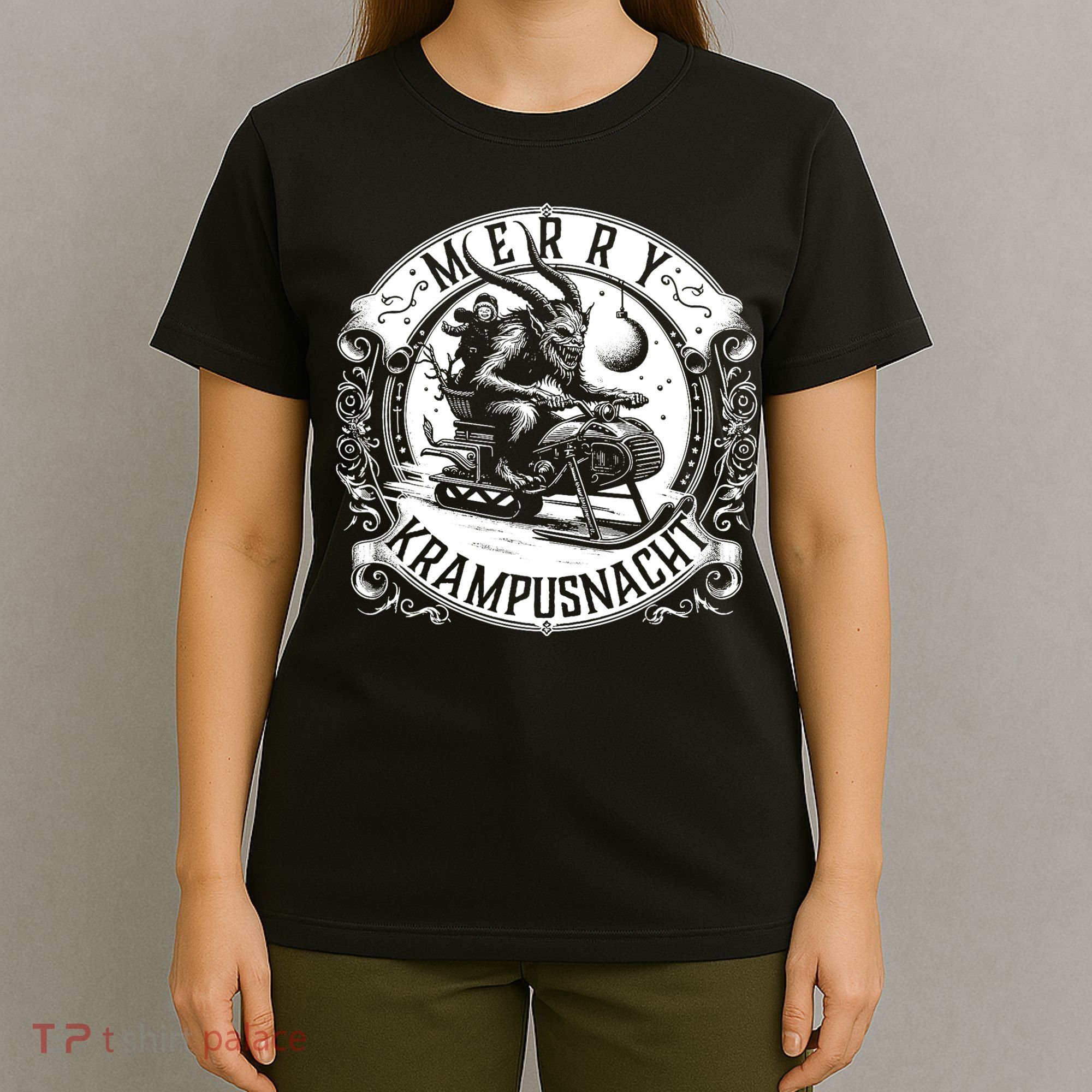 Krampusnacht Krampus On A Snowmobile T-Shirt