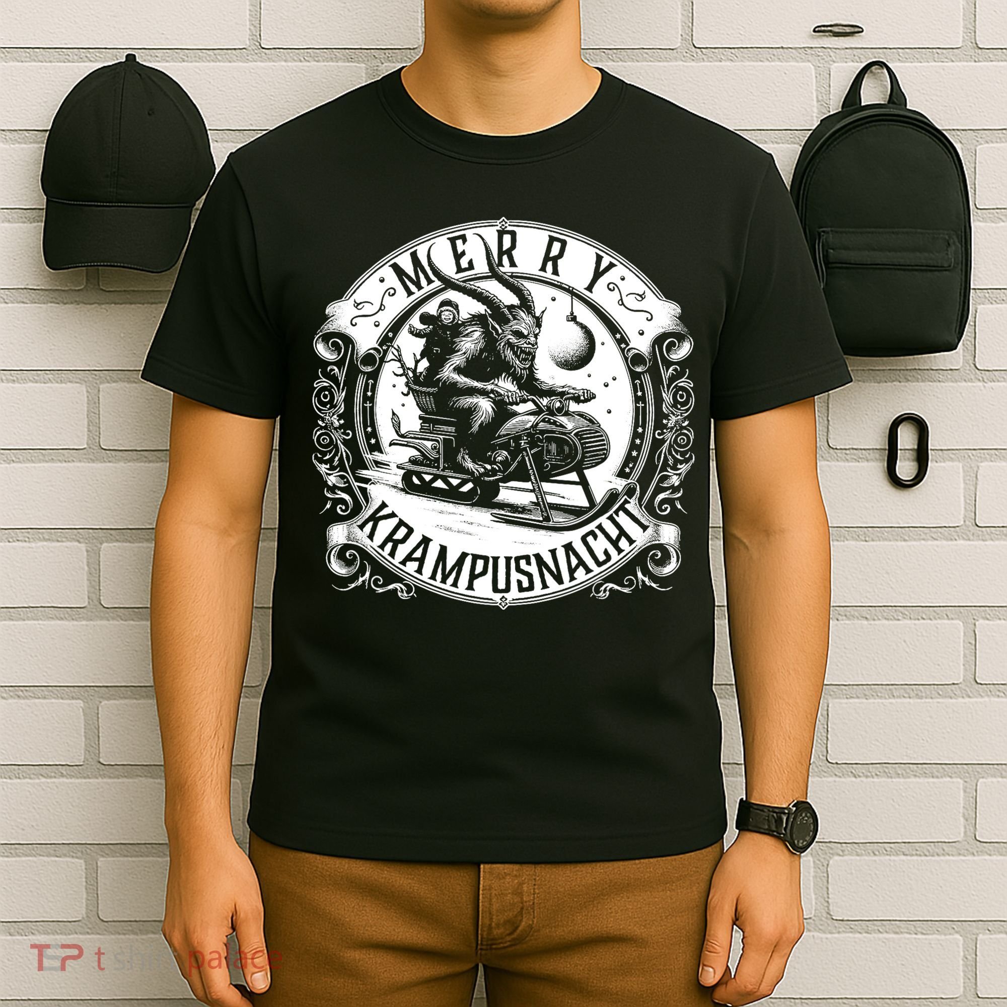 Krampusnacht Krampus On A Snowmobile T-Shirt