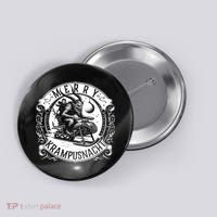 Krampusnacht Krampus On A Snowmobile Button thumb 0