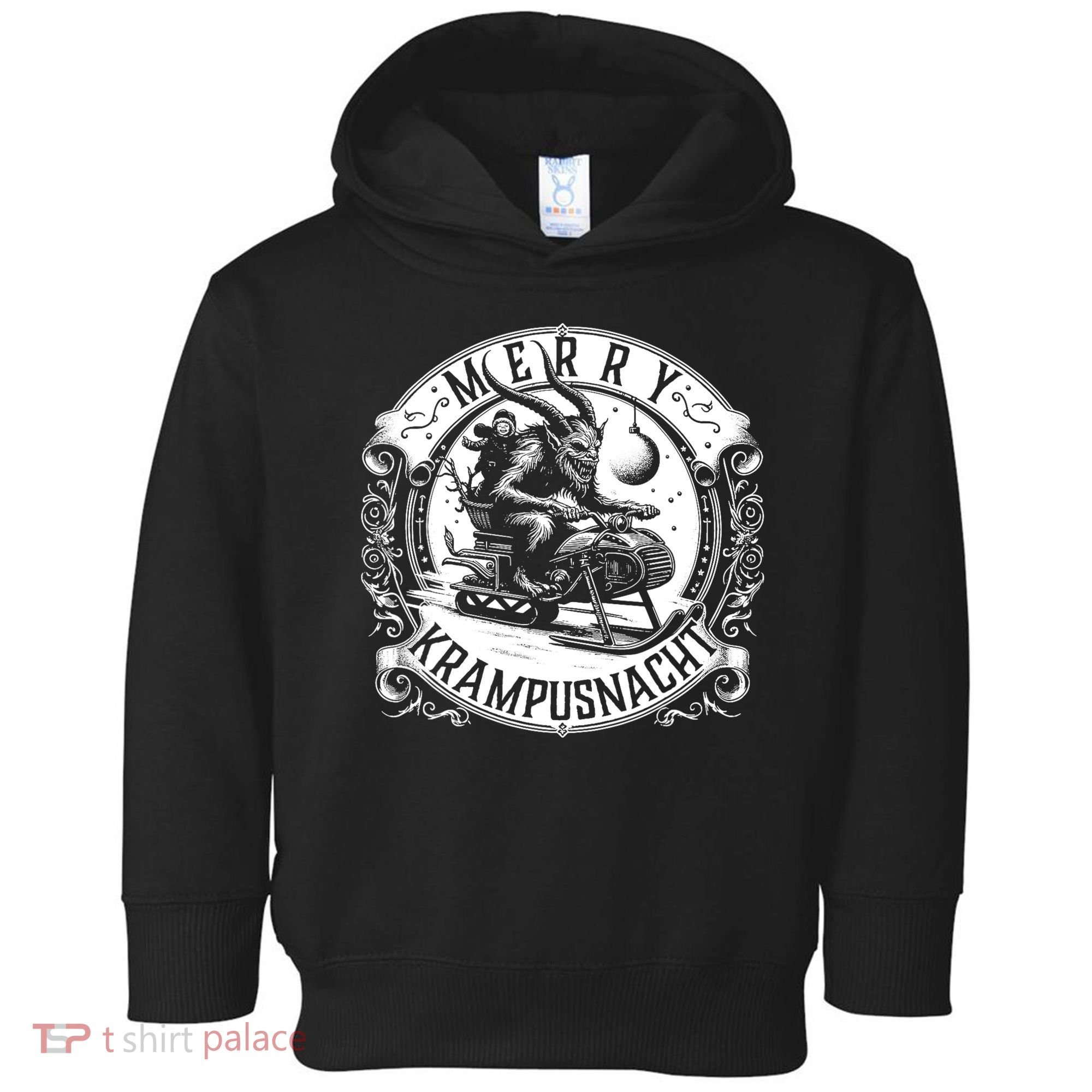 Krampusnacht Krampus On A Snowmobile Toddler Hoodie