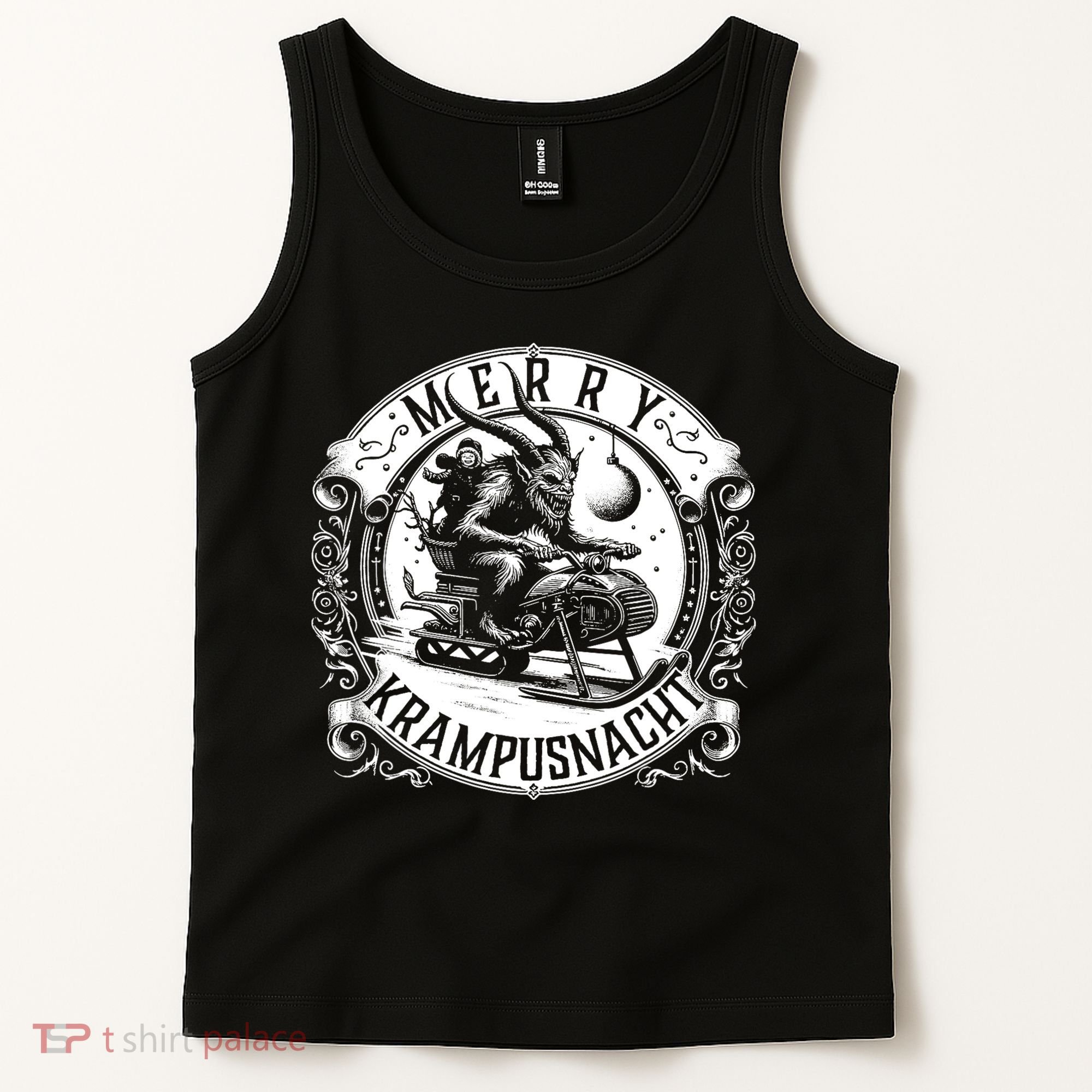 Krampusnacht Krampus On A Snowmobile Tank Top