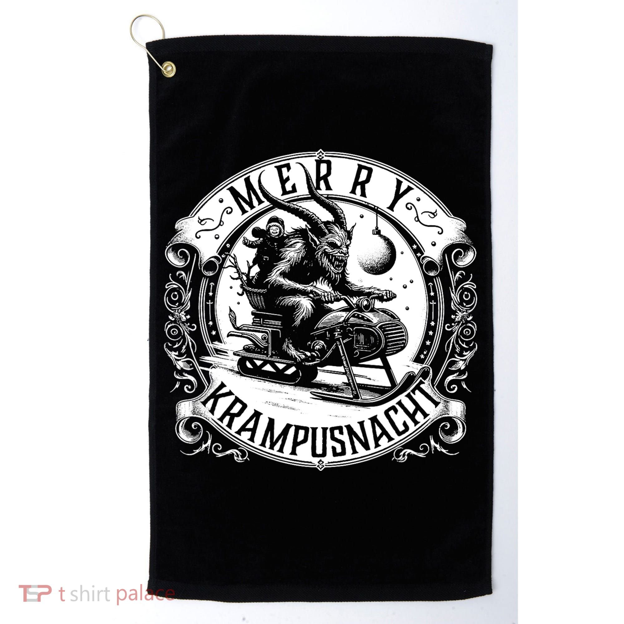 Krampusnacht Krampus On A Snowmobile Golf Towel