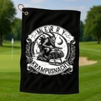 Krampusnacht Krampus On A Snowmobile Golf Towel thumb 1