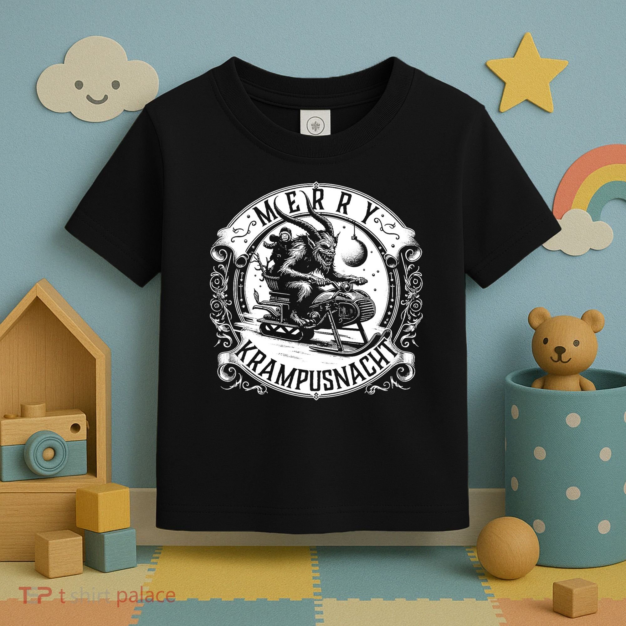 Krampusnacht Krampus On A Snowmobile Toddler T-Shirt