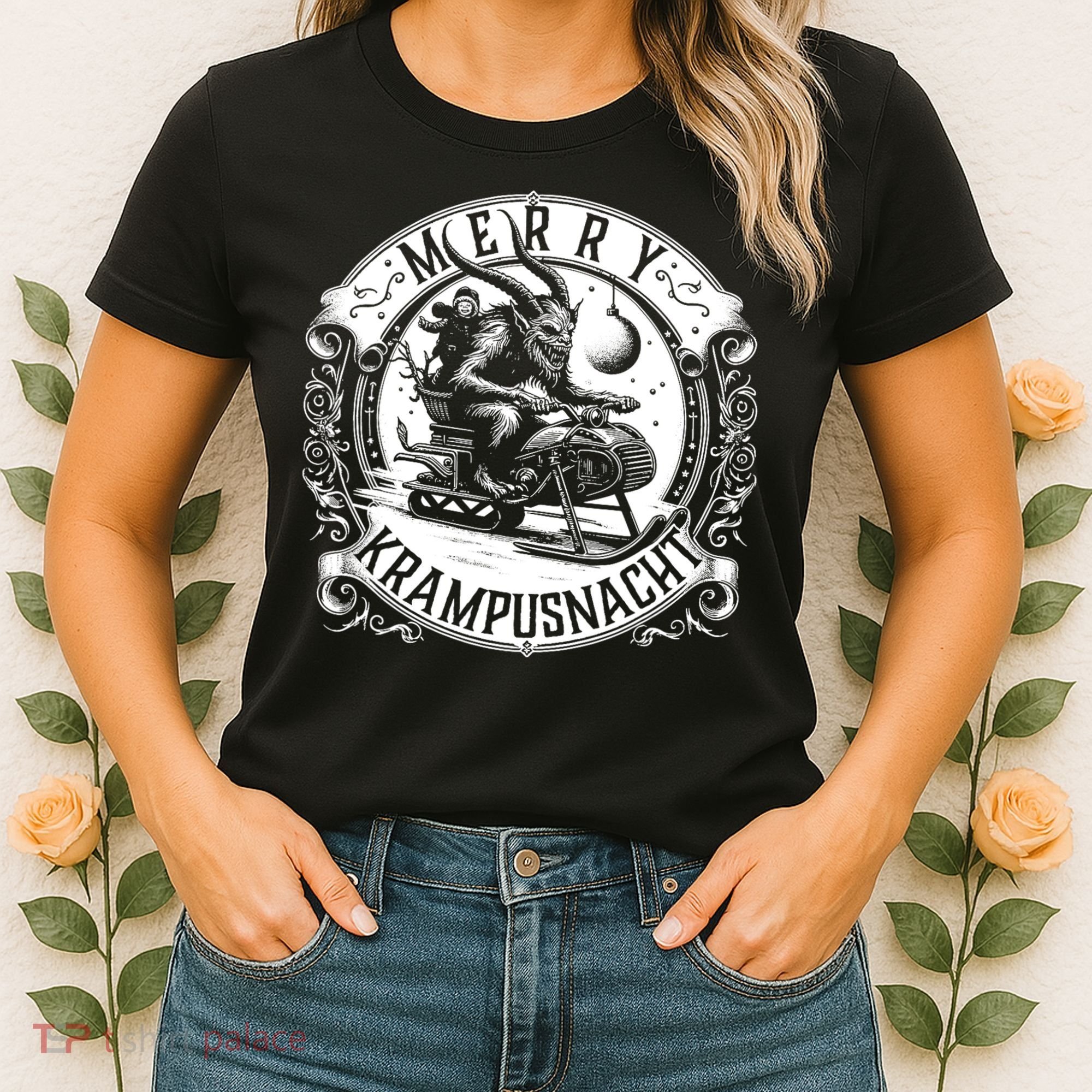 Krampusnacht Krampus On A Snowmobile Women's T-Shirt