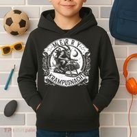 Krampusnacht Krampus On A Snowmobile Kids Hoodie thumb 2