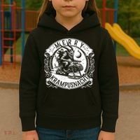 Krampusnacht Krampus On A Snowmobile Kids Hoodie thumb 3
