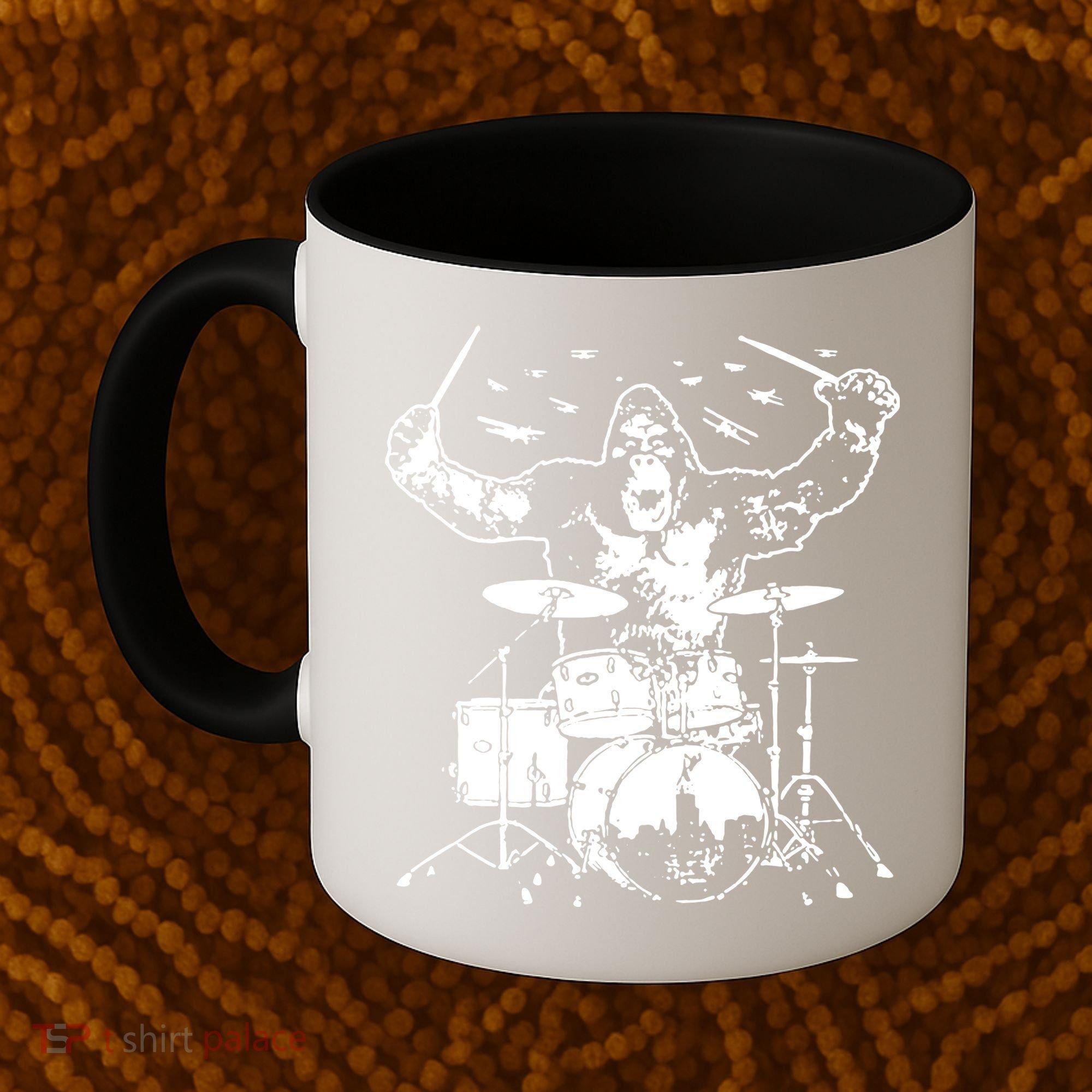 King Kong Playing Drums Coffee Mug