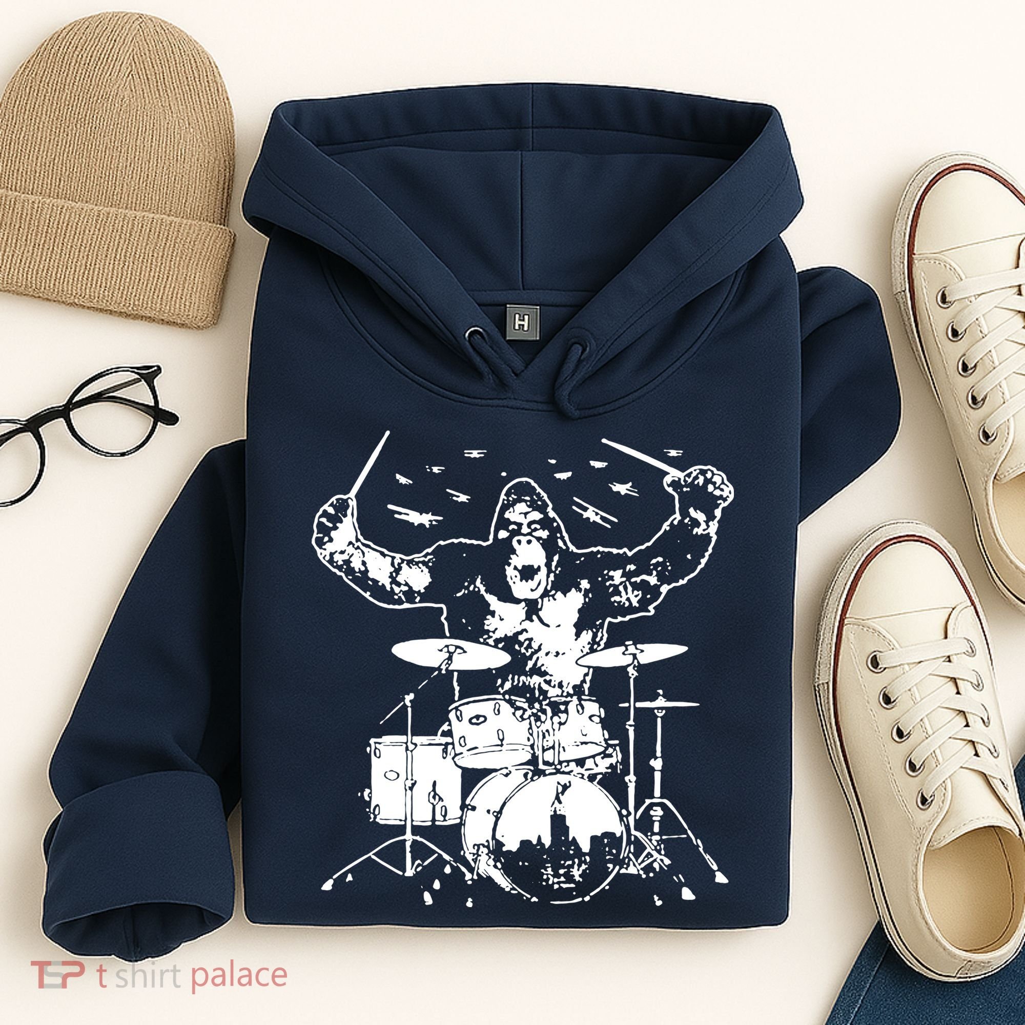 King Kong Playing Drums Hoodie