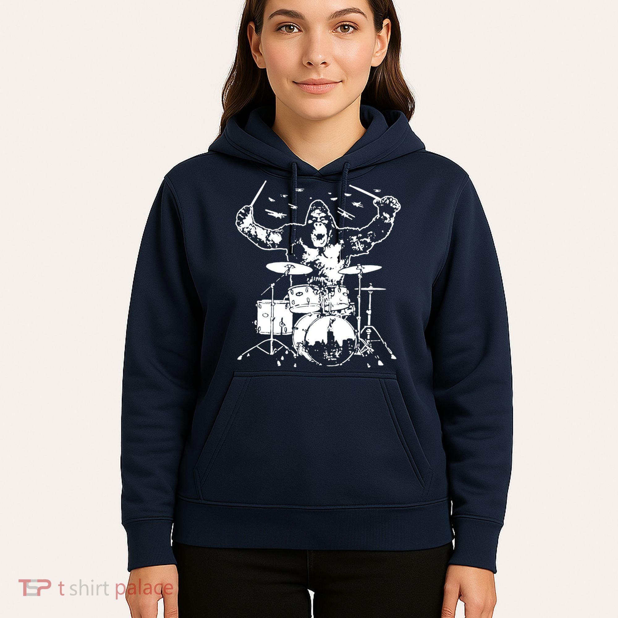 King Kong Playing Drums Hoodie