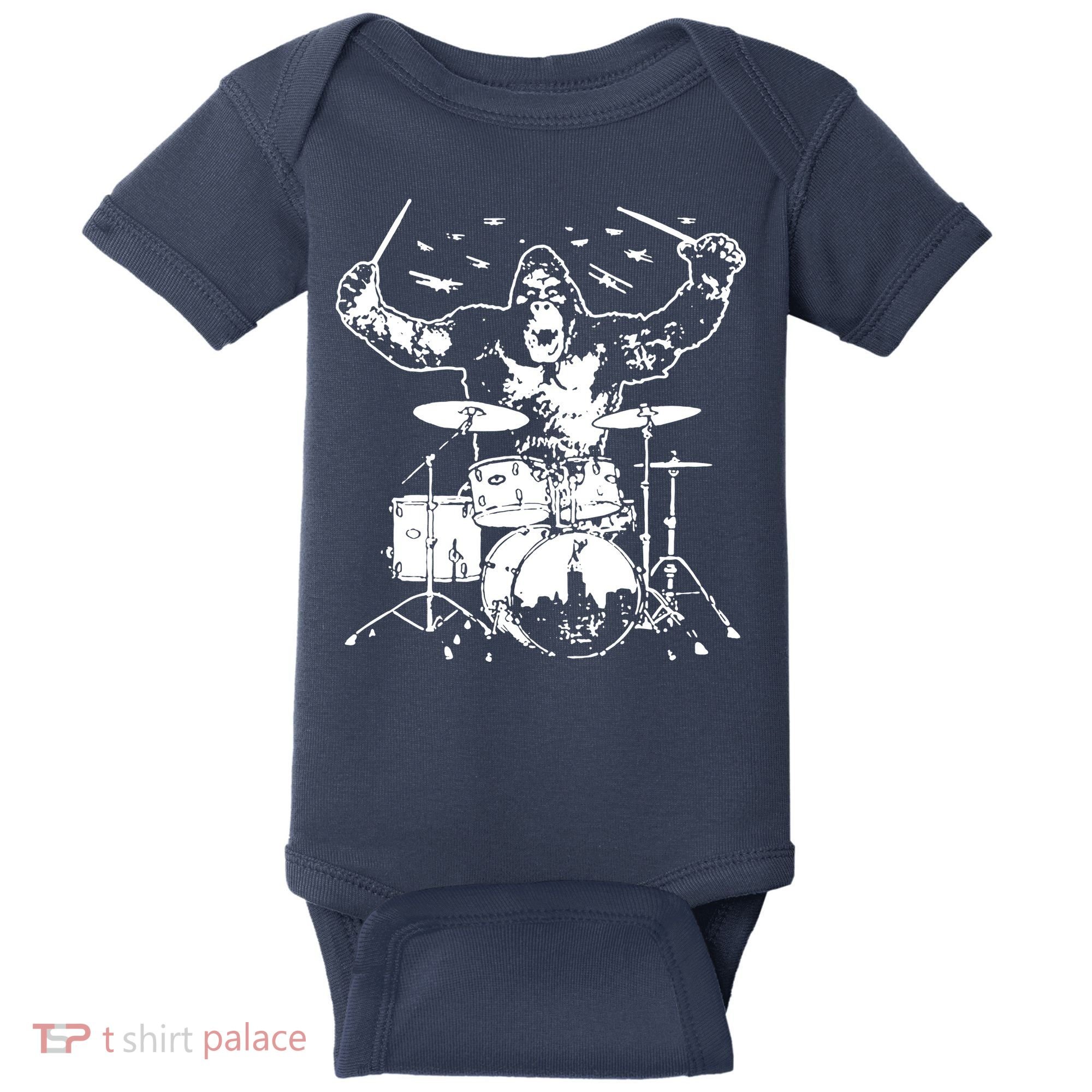 King Kong Playing Drums Baby Bodysuit