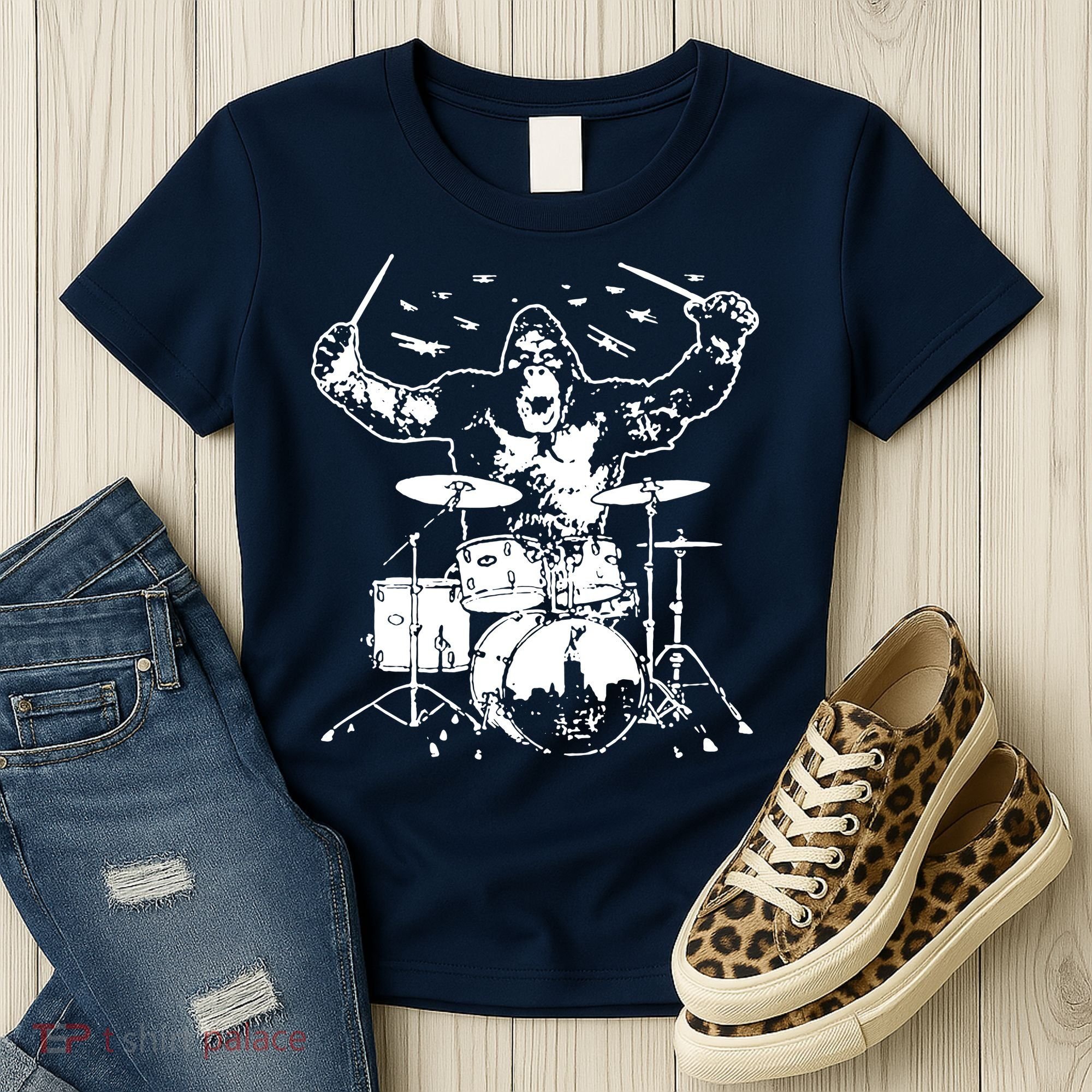 King Kong Playing Drums Women's T-Shirt