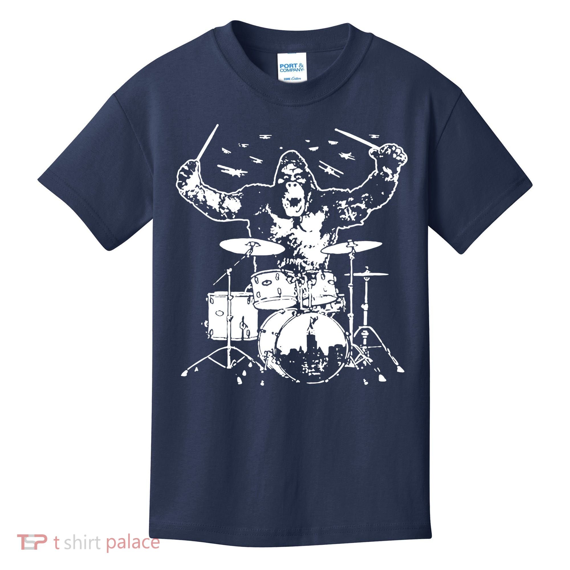 King Kong Playing Drums Kids T-Shirt