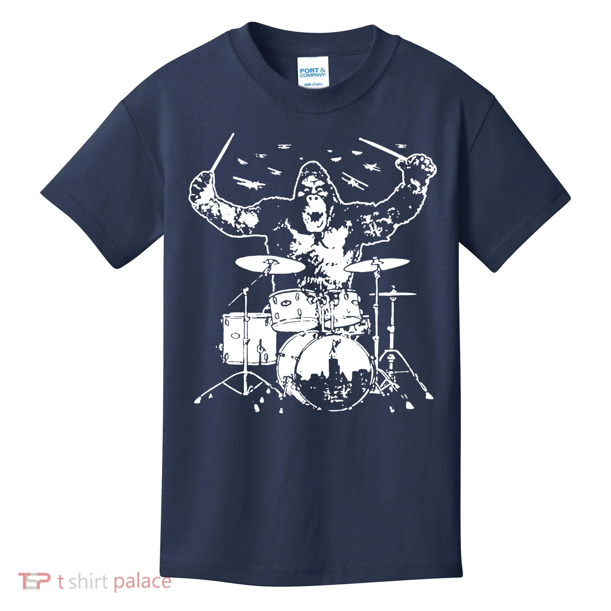 King Kong Playing Drums Kids T-Shirt